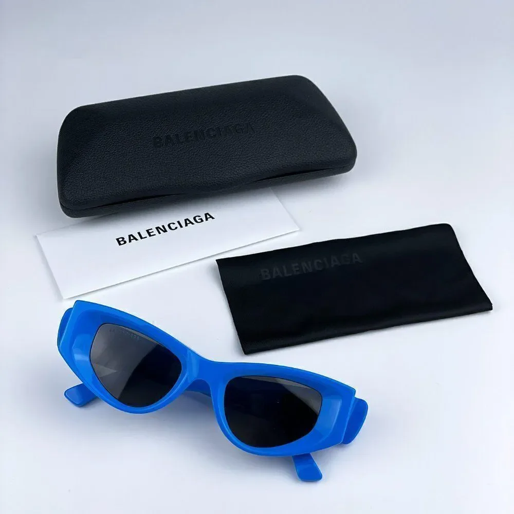 SALE! NEW Balenciaga BB0243S 004 Blue Grey Cat Eye Unisex Sunglasses